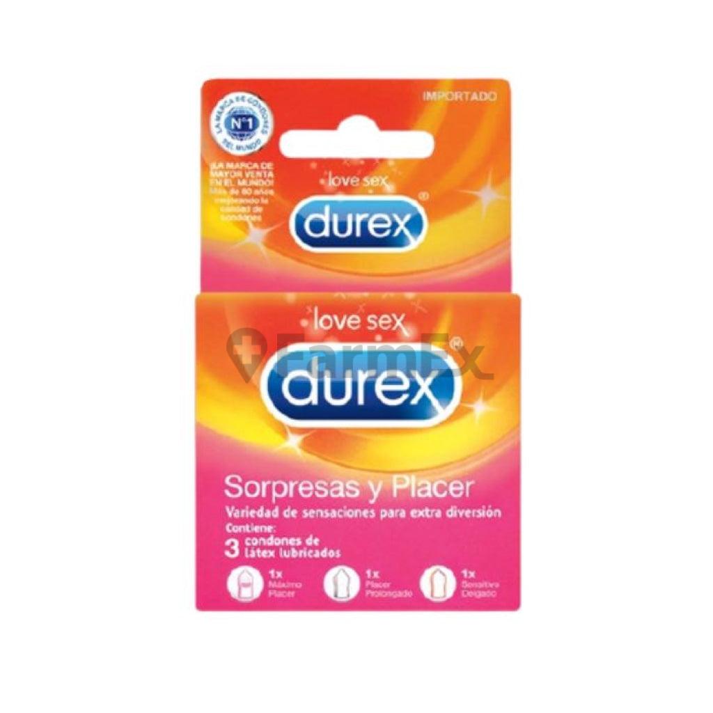 Preservativo Durex "Sorpresa y Placer" x 3 unidades durex
